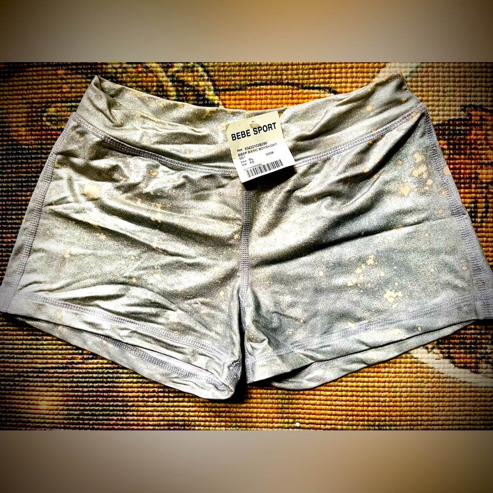 Bebe Silver Boy shorts / Distressed look / XS / NWT